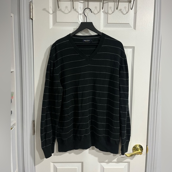 Nautica Black and Gray Striped Long-Sleeve - Picture 1 of 4
